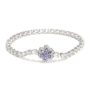 Sterling Silver Bracelet With Rhodium Plating And White Topaz, Natural White